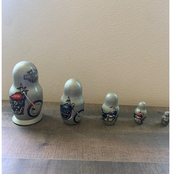 Harley Davidson Nesting Dolls Motorcycle‎ Decor Collectible 5 Piece Set - Picture 1 of 16